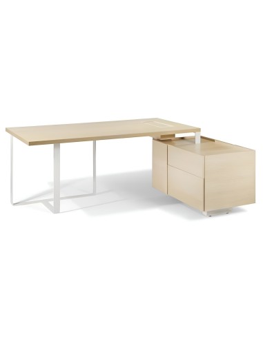 Bureau de direction design PLANA en placage bois avec caisson fixe intégré