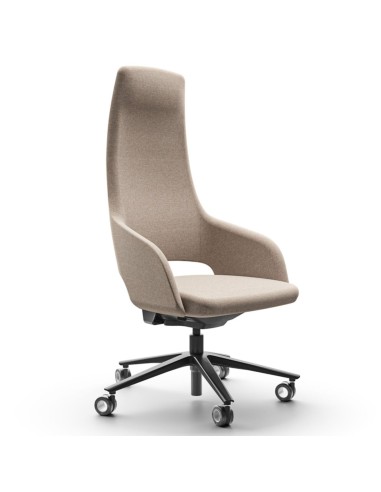 	Chaise haute de direction beige vue de côté Sandie