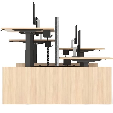 Bench Motion assis debout hauteur réglable pour équipe en open space placage bois
