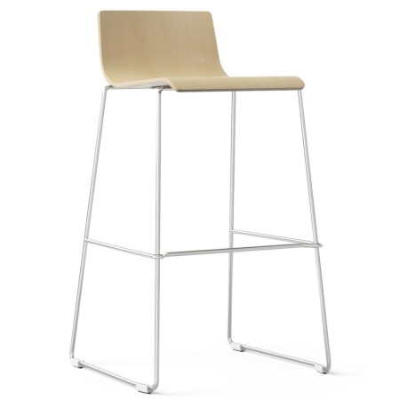 Tabouret de bar Moon Wood, dossier bois et structure luge blanche – Moon Wood