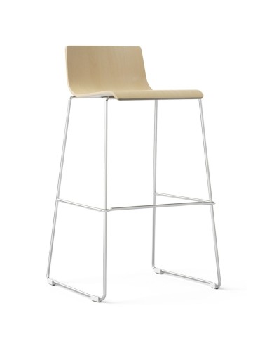 Tabouret de bar Moon Wood, dossier bois et structure luge blanche – Moon Wood