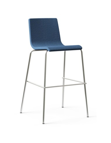 Tabouret de bar Moon 755 mm en tissu bleu avec piètement noir en métal