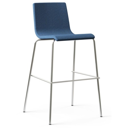 Tabouret de bar Moon 755 mm en tissu bleu avec piètement noir en métal