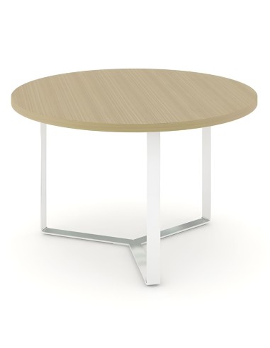 	Table de réunion ronde PLANA en placage bois et acier plié design contemporain