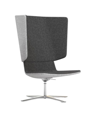 Fauteuil acoustique bicolore avec dossier haut et base étoile en métal – Red Dot Award 2019