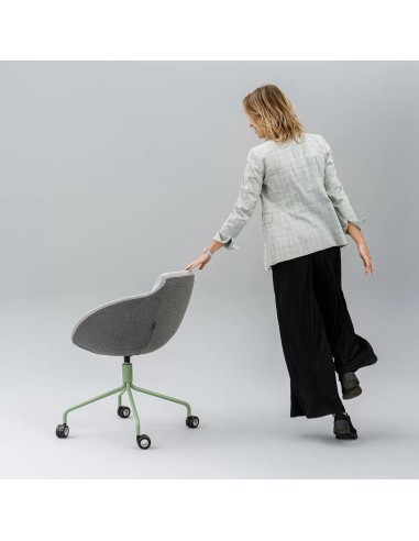 Chaise confortable de réunion avec roulettes mobile TULA grise et verte