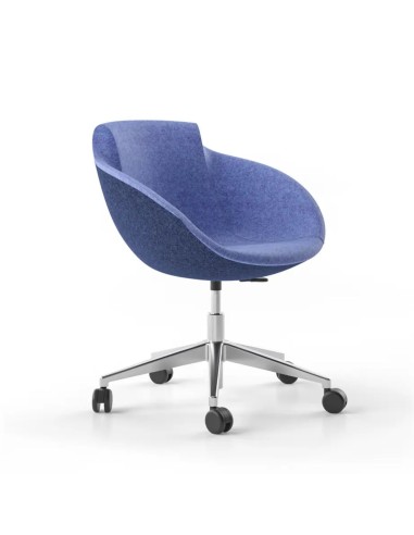 Chaise bleu foncé hauteur réglable avec piètement sur roulettes TULA