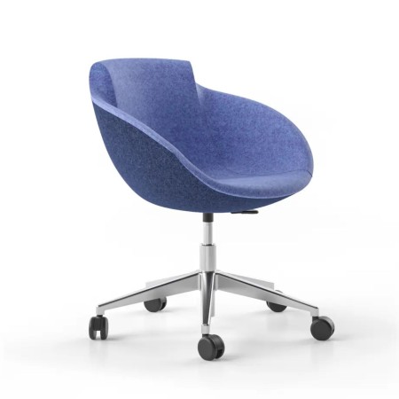 Chaise bleu foncé hauteur réglable avec piètement sur roulettes TULA