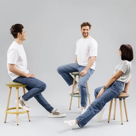 Tabouerts CANNIE  pieds en bois et assise en tissu