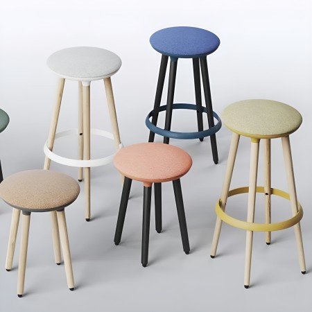 Tabourets de différentes tailles CANNIE assise rembourrée colorée