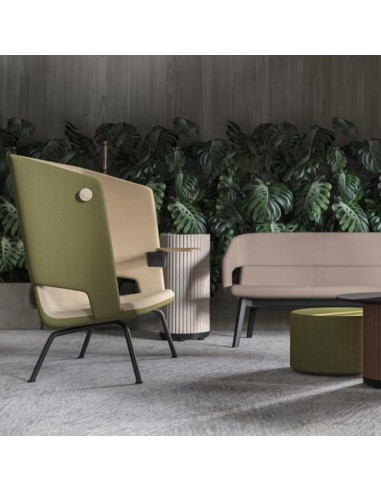 Fauteuil lounge acoustique bicolore avec dossier haut et pieds métal – TWIST&SIT Soft