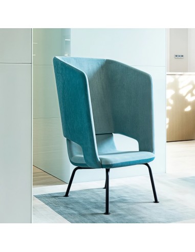 Fauteuil lounge acoustique bicolore bleu clair avec dossier haut – TWIST&SIT Soft