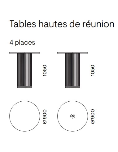 Table haute de réunion PARTHOS - dimensions