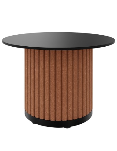 Détail de d'une table basse PARTHOS – piètement acoustique en feutre PET plateau rond