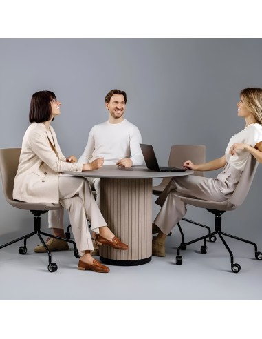 table PARTHOS ronde beige – mobilier collaboratif pour réunion, coworking