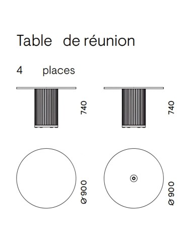 Dimensions table de réunion PARTHOS 4 personnes - dimensions