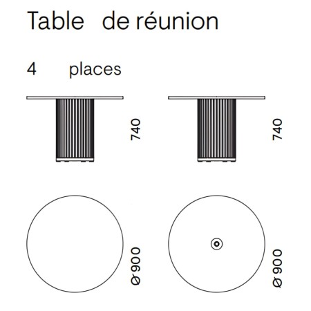 Dimensions table de réunion PARTHOS 4 personnes - dimensions