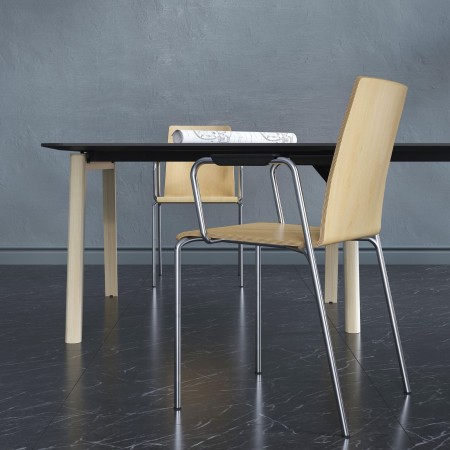 Chaise Moon Wood avec accoudoirs sur fond blancs – Moon Wood 2