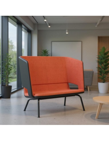 canapé acoustique design orange et noir pour espace lounge professionnel