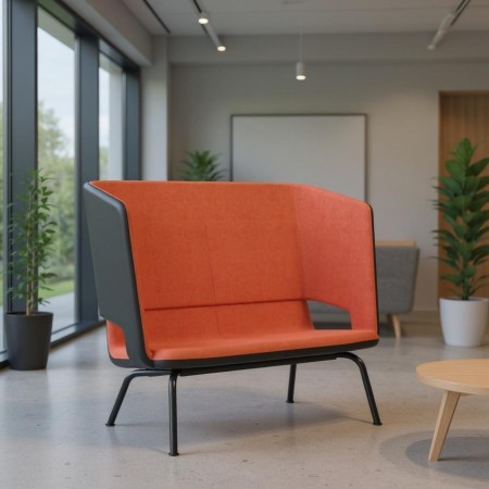 canapé acoustique design orange et noir pour espace lounge professionnel