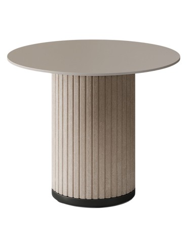 Petite table ronde PARTHOS avec pied cylindrique en feutre côtelé