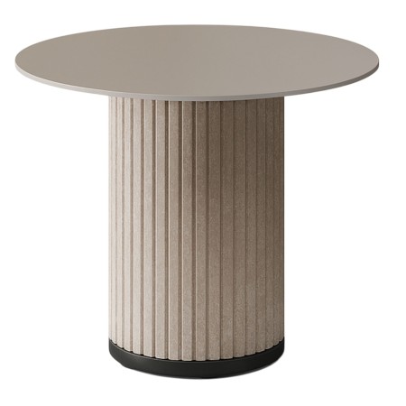 Petite table ronde PARTHOS avec pied cylindrique en feutre côtelé