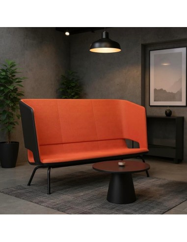 Canapé lounge à dossier haut noir et orange à 3 places – TWIST&SIT Soft