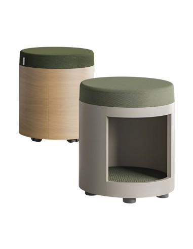 	Pouf compact moderne en bois et tissu rembourré confortable pour bureau - ZooZoo