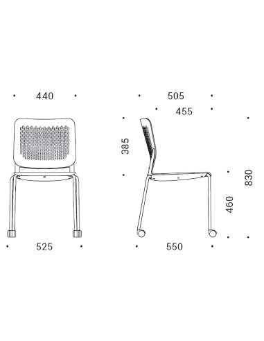 Dimensions chaise roulettes WAIT