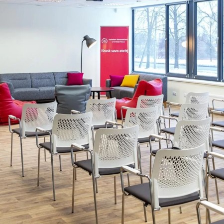 Réunion avec des chaises WAIT grise avec accoudoirs - WAIT