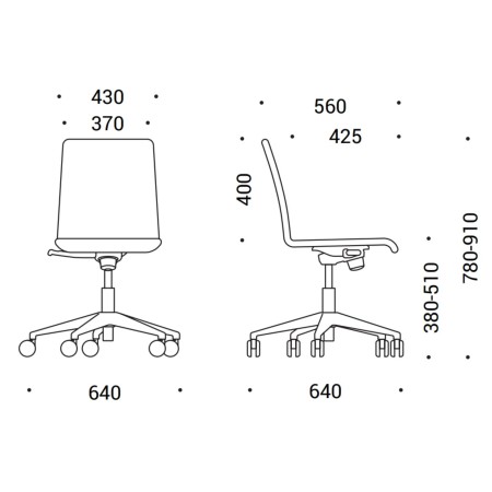 Dimensions et plan technique chaise de bureau ergonomique – Moon