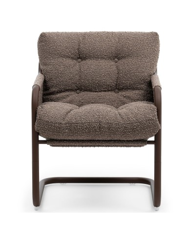 Chaise Barbara en tissu marron, vue de face – Barbara