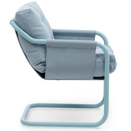Chaise Barbara en tissu bleu clair, vue latérale gauche – Barbara