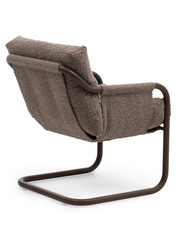 Chaise Barbara en tissu marron, vue latérale droite – Barbara