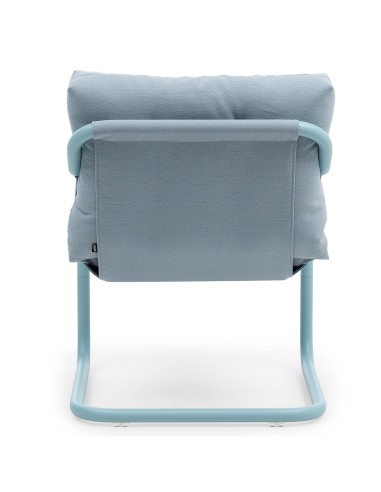 Chaise Barbara en tissu bleu clair, vue arrière – Barbara