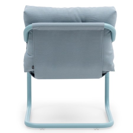 Chaise Barbara en tissu bleu clair, vue arrière – Barbara