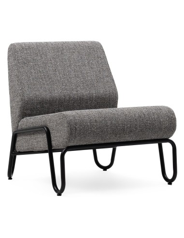 Fauteuil Clip en tissu gris, vue de trois quarts avant – Clip