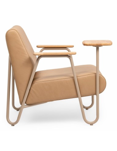 Fauteuil Clip en cuir camel, vue latérale gauche – Clip