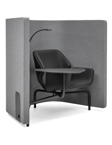 Fauteuil Booi Workstation en tissu gris, vue de trois quarts avant – Booi Workstation