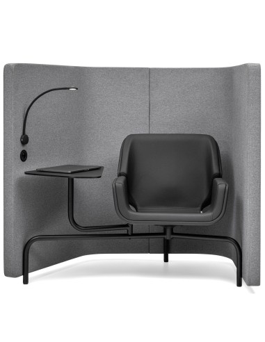 Fauteuil Booi Workstation en tissu gris, vue latérale gauche – Booi Workstation
