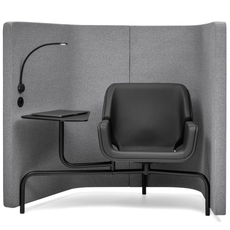 Fauteuil Booi Workstation en tissu gris, vue latérale gauche – Booi Workstation
