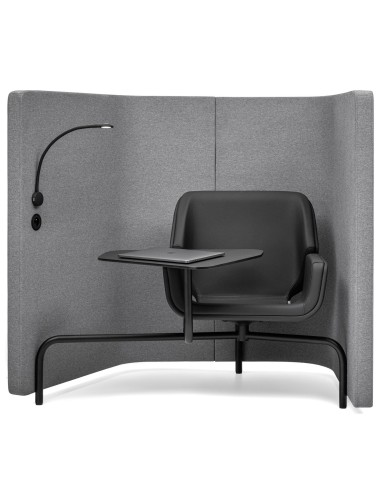 Fauteuil Booi Workstation en tissu gris, vue latérale droite – Booi Workstation