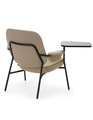Fauteuil Epocc Lounge en tissu beige, vue latérale droite – Epocc Lounge