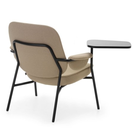 Fauteuil Epocc Lounge en tissu beige, vue latérale droite – Epocc Lounge
