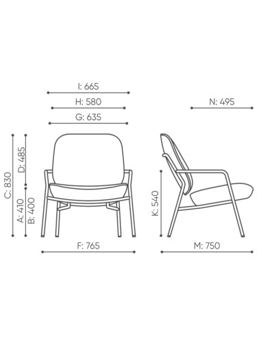 Dimensions du fauteuil Epocc Lounge avec vue latérale – Epocc Lounge