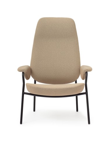 Fauteuil Epocc Lounge en tissu beige, vue de face – Epocc Lounge