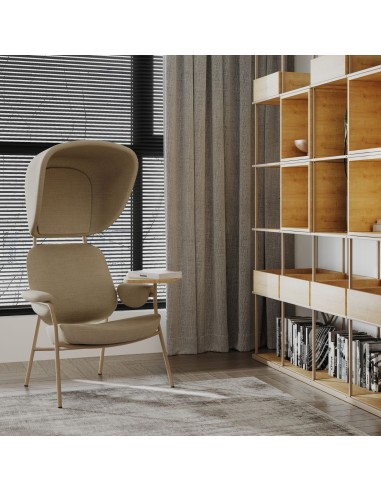 Fauteuil Epocc Lounge en tissu beige dans un espace bureau ouvert – Epocc Lounge