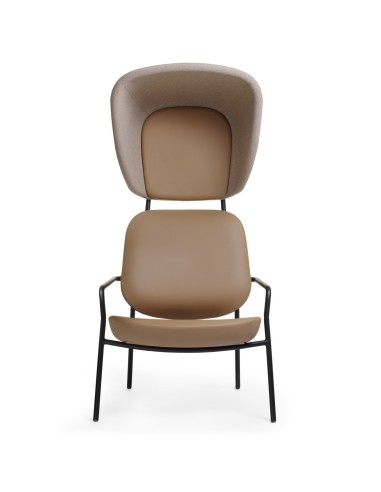 Fauteuil Epocc Lounge en tissu beige, vue de face droite – Epocc Lounge
