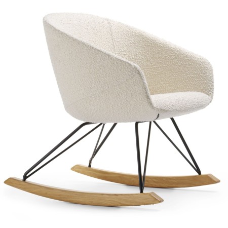 Fauteuil Ox:co blanc cassé avec piétement métal et base bois – Ox:co