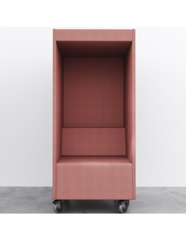 Cabine phonique Quadra rouge avec assise, vue de face – Quadra